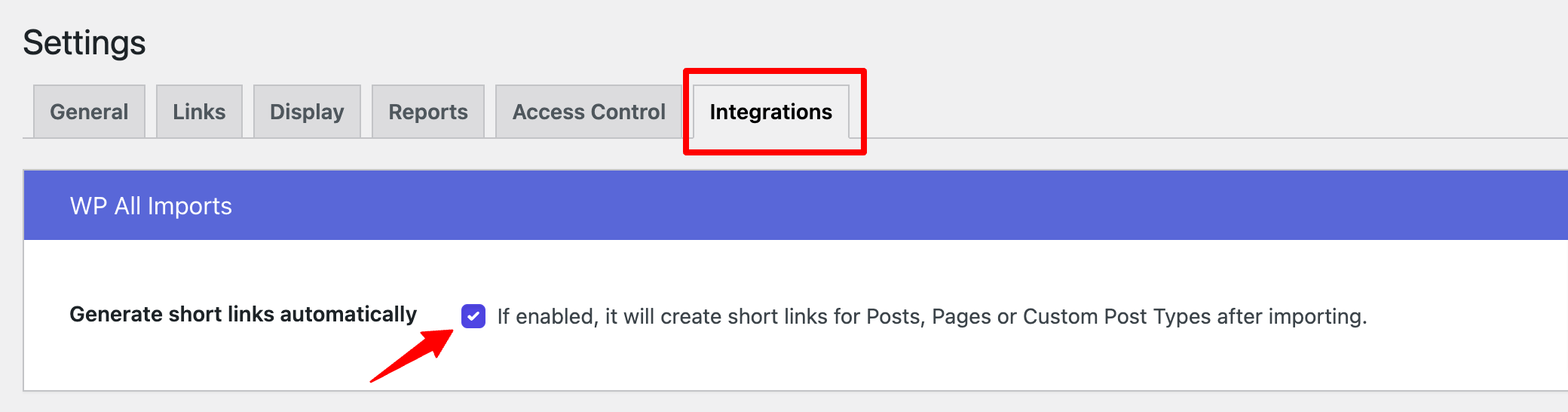 Enable Auto-Generation of Short Links