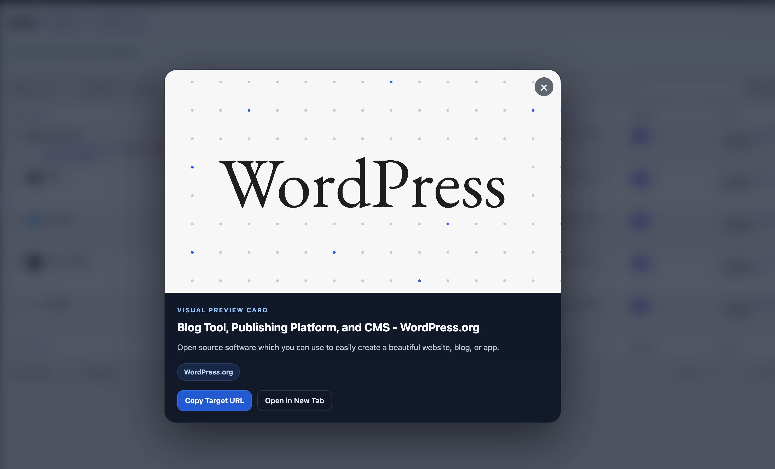 Open Graph link preview modal